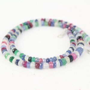 Other 925 Silver Sapphire Emerald Ruby NEcklace